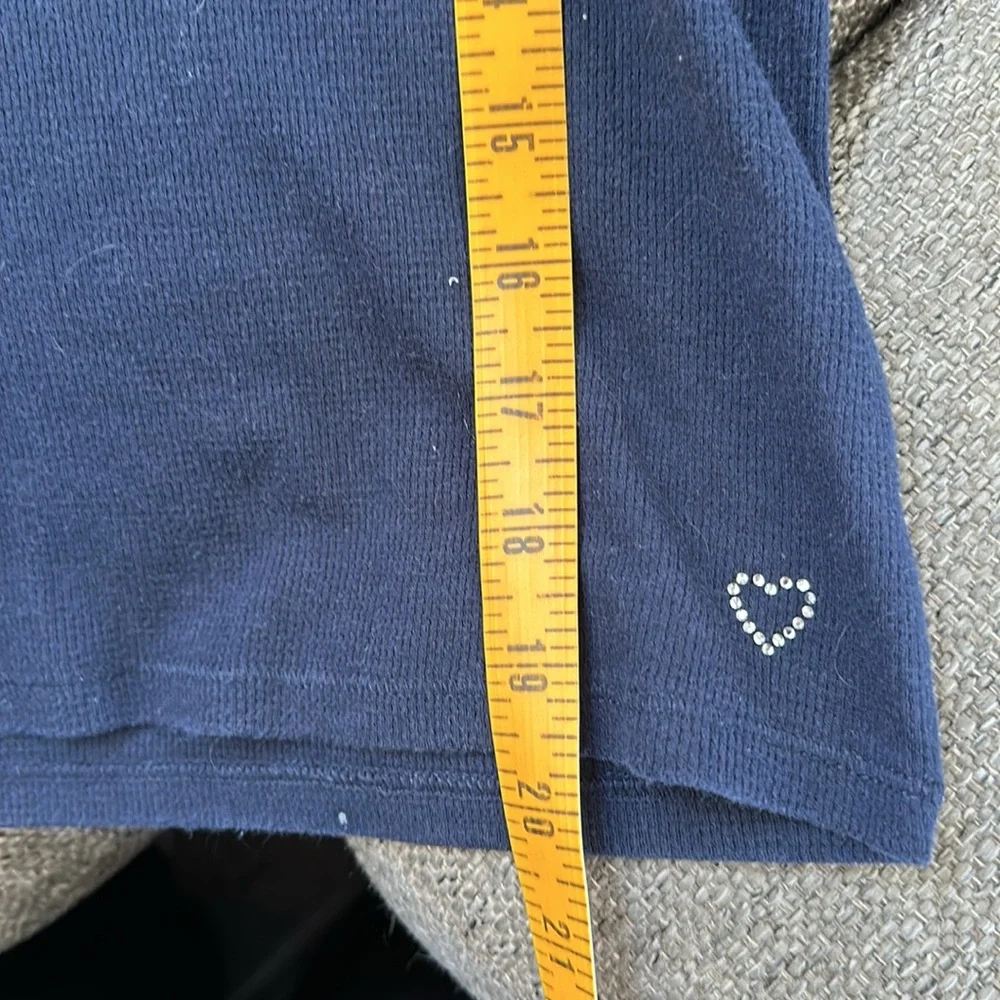 GAP Kids Hooded Girls Navy Waffle-knit Long Sleeved Shirt Size 6-7